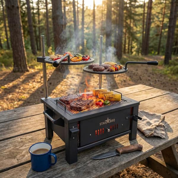 Sunstone StarBBQ 24 in. Portable Charcoal Grill Base in Black w
