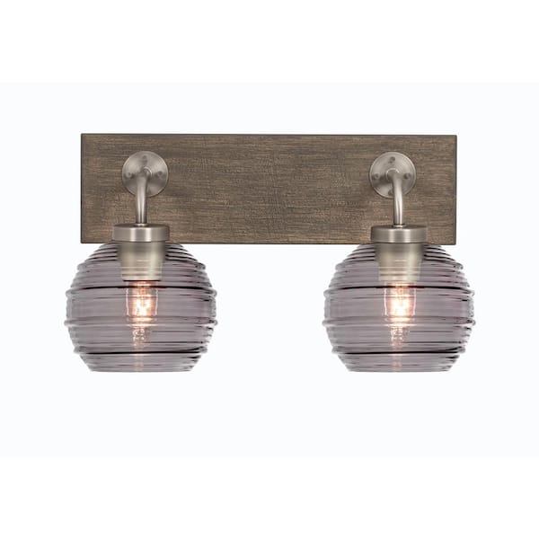 Unbranded Kirby 16.25 in. 2-Light Graphite and Painted Distressed Wood-look Metal Vanity Light