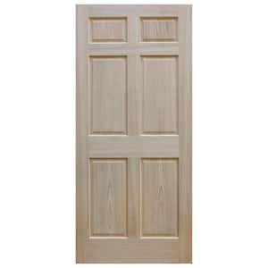 Expressions 24 in. x 80 in. Unfinished 6-Panel Engineered Solid Core Red Oak Interior Door Slab
