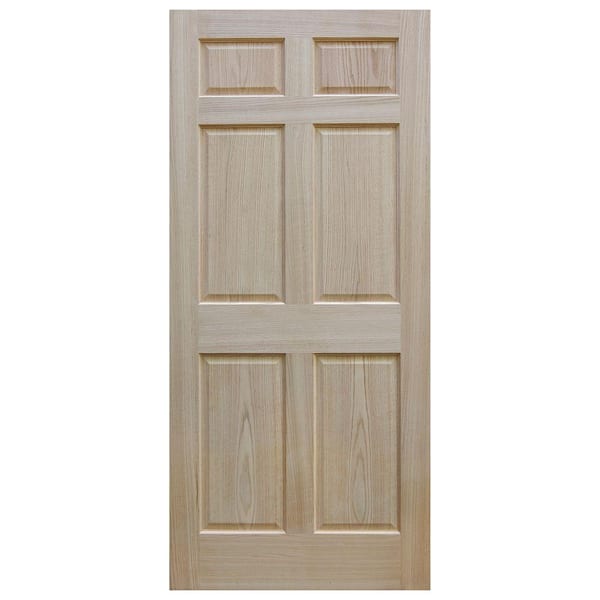 EVERMARK Expressions 24 in. x 80 in. Unfinished 6-Panel Engineered Solid Core Red Oak Interior Door Slab
