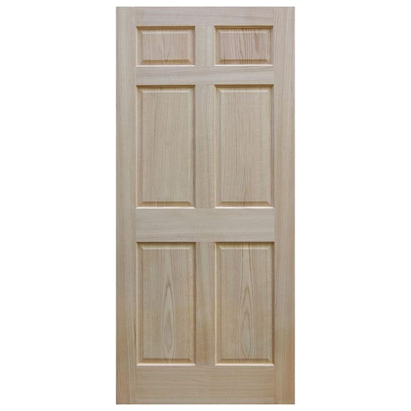 EVERMARK Expressions 36 in. x 80 in. Unfinished 6-Panel Engineered Solid Core Red Oak Interior Door Slab