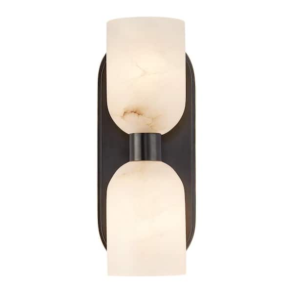 Lucian 11-in 2 Light 60-Watt Urban Bronze/Alabaster Vanity Light