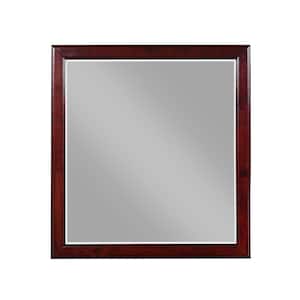 Louis Philippe 1 in. x 38 in. Modern Square Framed Cherry Decorative Mirror