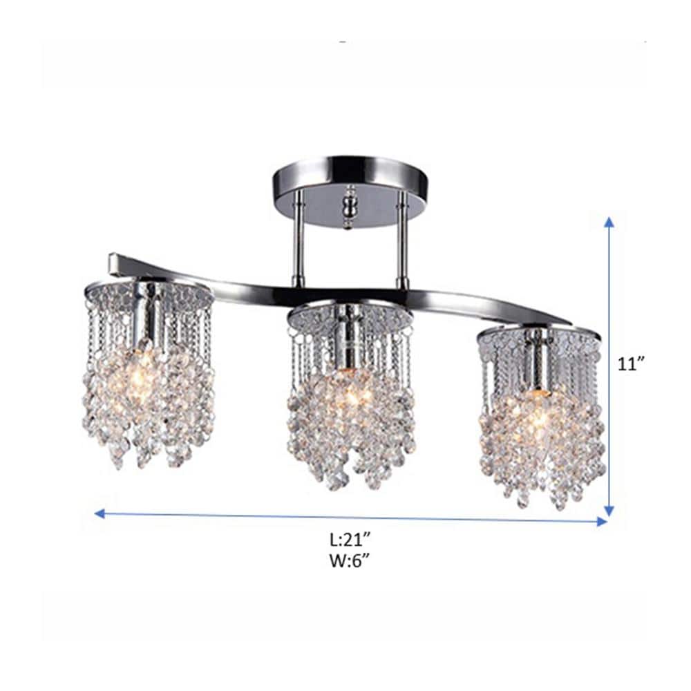 Clee 3-Light Chrome 20-Inch Crystal Chandelier