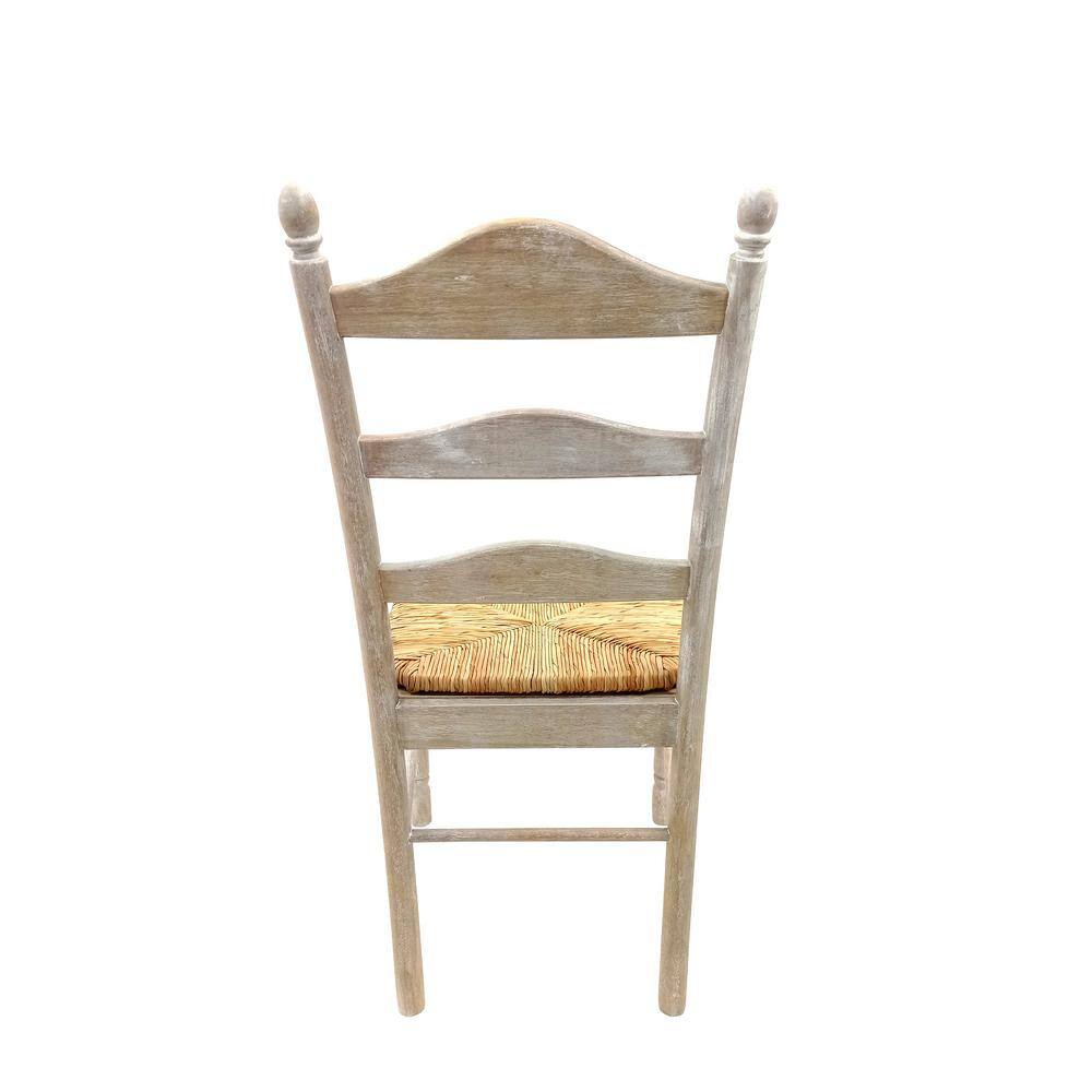 Vera Natural Driftwood Ladderback Wood Side Chair with Cane Seat