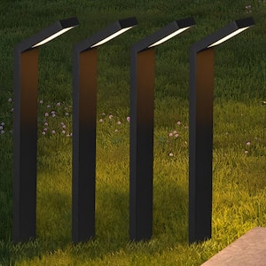 36-Watt Equivalent Low Voltage Black Aluminum Hardwired LED Weather Resistant Landscape Path Lights (4-pack)