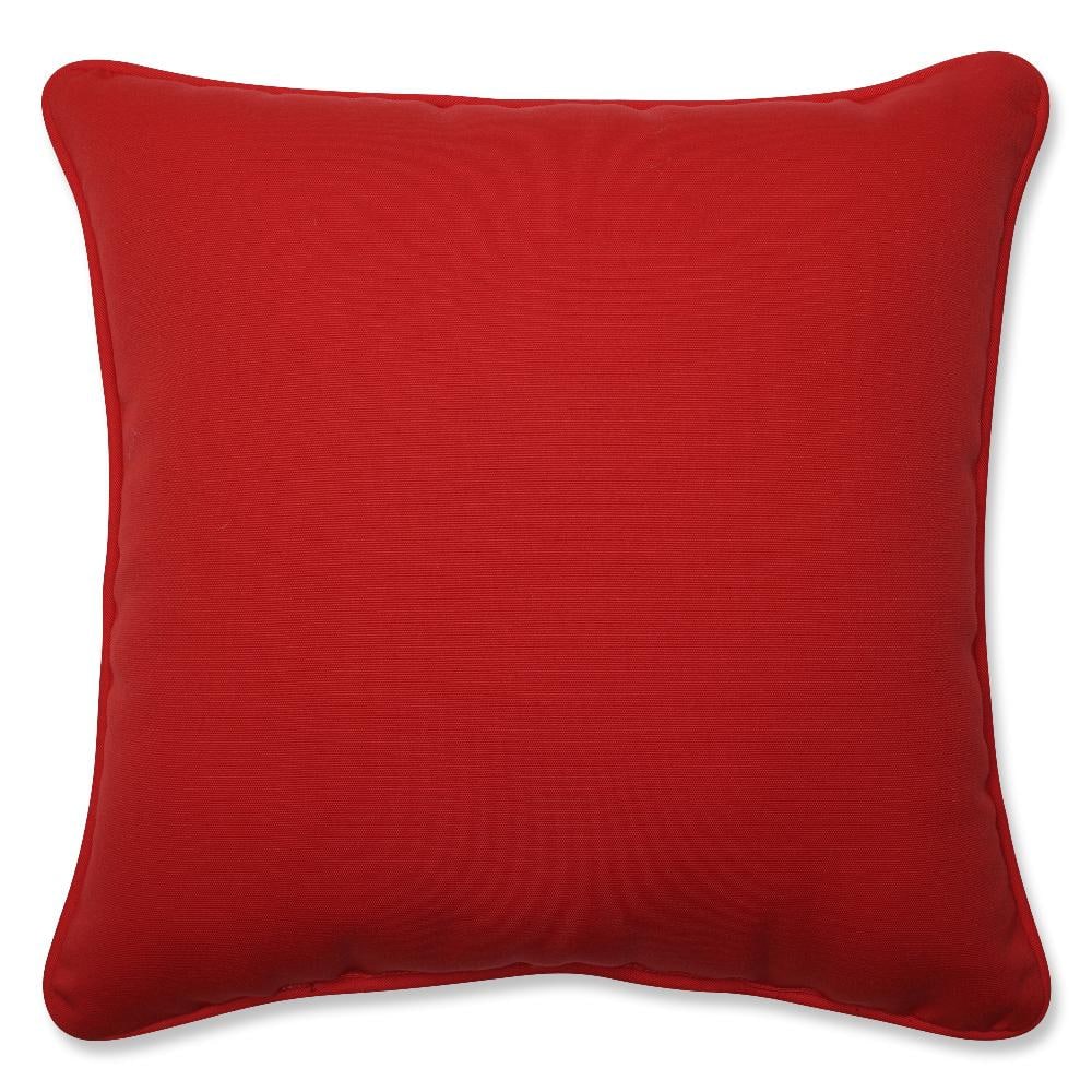 Red and White Embroidered Square Throw Pillow