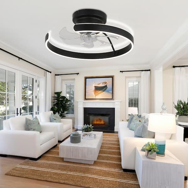 Oaks Aura Colle 20 in. Luna Design Indoor Black Flush Mount