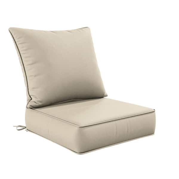 24 in. x 24 in. Deep Seat Outdoor Lounge Cushion with Backrest, Premium Waterproof Patio Furniture Cushions Cream