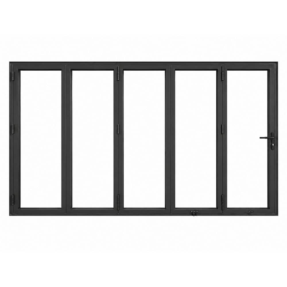TEZA DOORS Teza 75 Series 144 in. x 80 in. Matte Black Left Hand