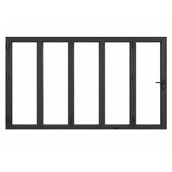 TEZA DOORS Teza 75 Series 144 in. x 80 in. Matte Black Left Hand