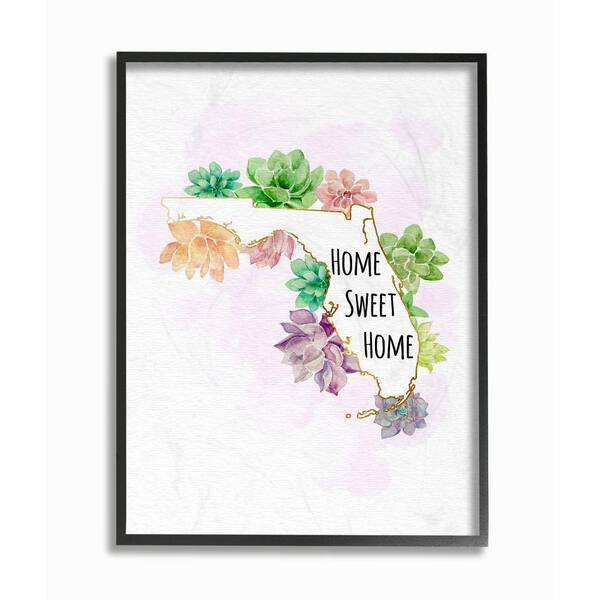 The Stupell Home Decor Collection 11 In X 14 In Florida State Home Sweet Home Succulent Watercolor Vignette By Ziwei Li Framed Wall Art Cw 1517 Fr 11x14 The Home Depot Home sweet home, set of 3 prints, rap lyrics, biggie smalls, minimalist art, home wall decor, multiple sizes. stupell industries