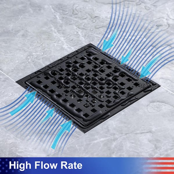 Rbrohant Bathroom 6-inch Square Shower Drain Removable Cover Grid Grat