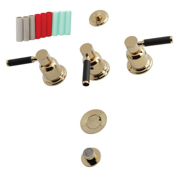Kaiser 3-Handle Bidet Faucet with Brass Pop-Up in Polished Brass