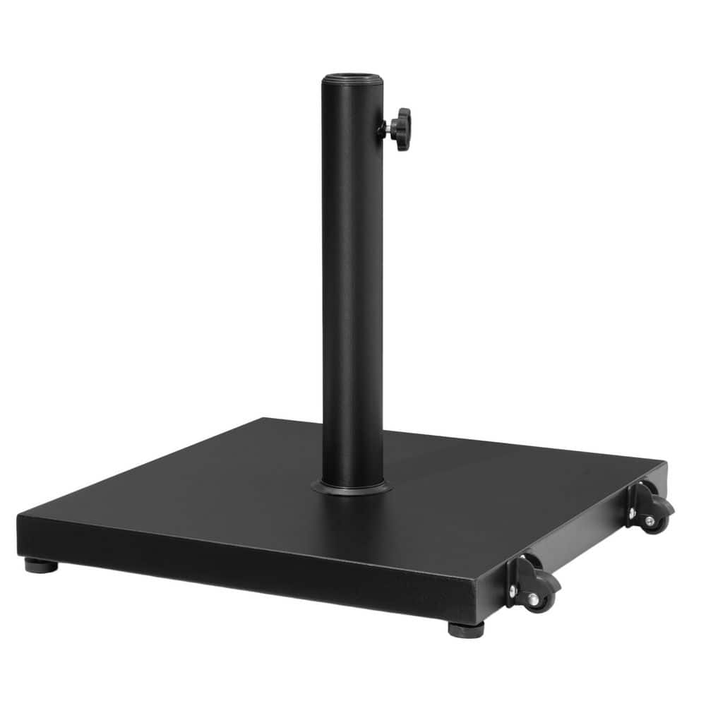 Steel Patio Umbrella Base 43 lb. Outdoor Umbrella Stand with Wheels, Square Concrete Stand Market Umbrella in Black price history on PriceWatchPro