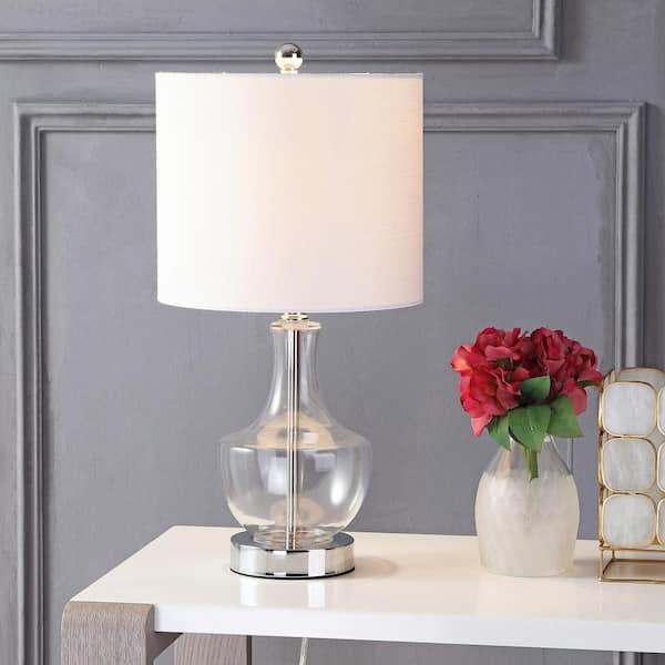 JONATHAN Y Colette 20 in. Clear Mini Glass Table Lamp