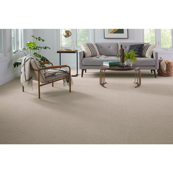 Transcends Time Yarn Beige 39 oz. Triexta Pattern Installed Carpet