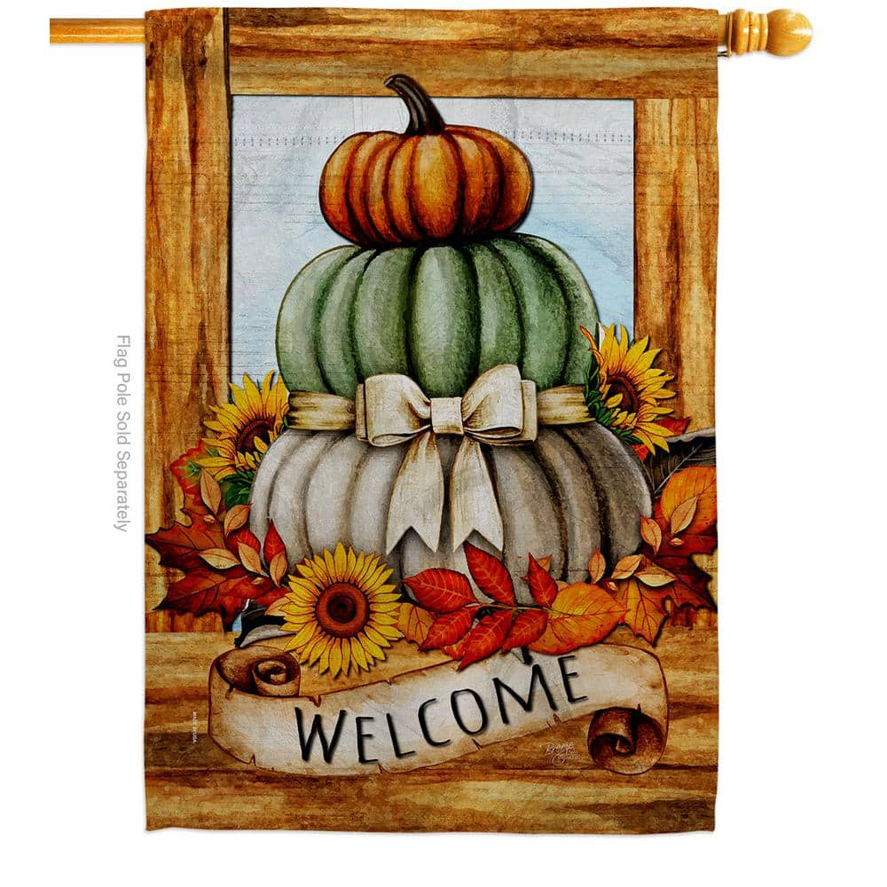 Breeze Decor 28 in. x 40 in. Fall Pumpkin Trio Harvest Autumn House ...