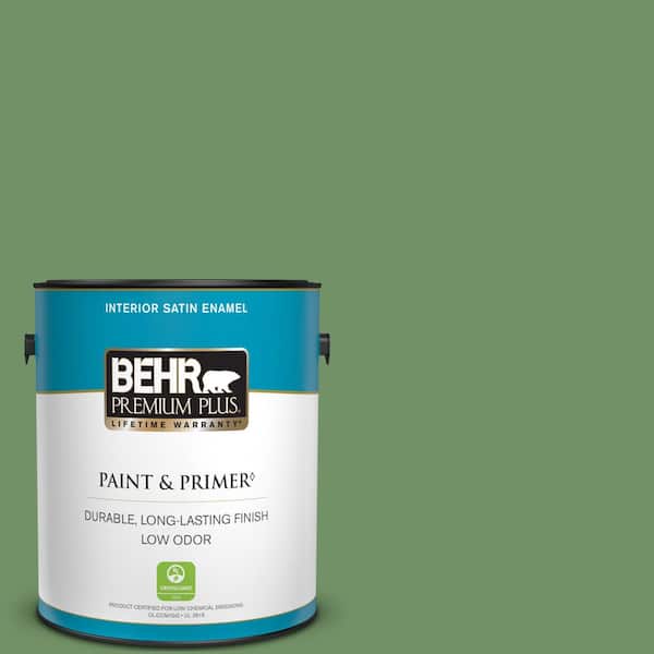 BEHR PREMIUM PLUS 1 gal. #M400-6 Mixed Veggies Satin Enamel Low Odor Interior Paint & Primer
