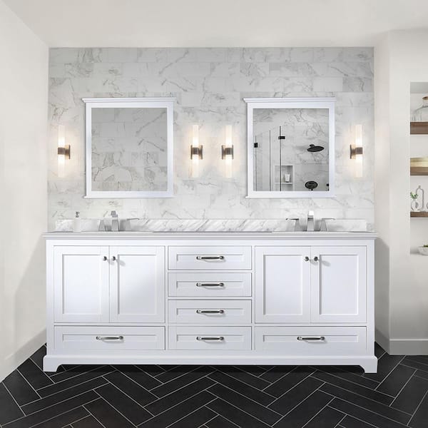 Lexora Dukes 80 in. W x 22 in. D White Double Bath Vanity without Top