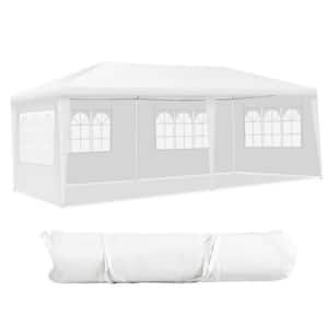 10 ft. x 20 ft. White Outdoor Canopy Weather-resistant Tent Wedding Party Tent 4 Sidewalls with Carry Bag