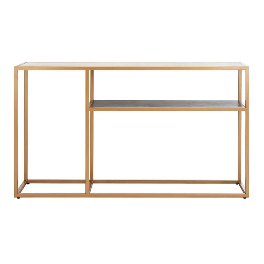 Octavia Transitional 54'' Black & Gold Metal Console Table with Storage