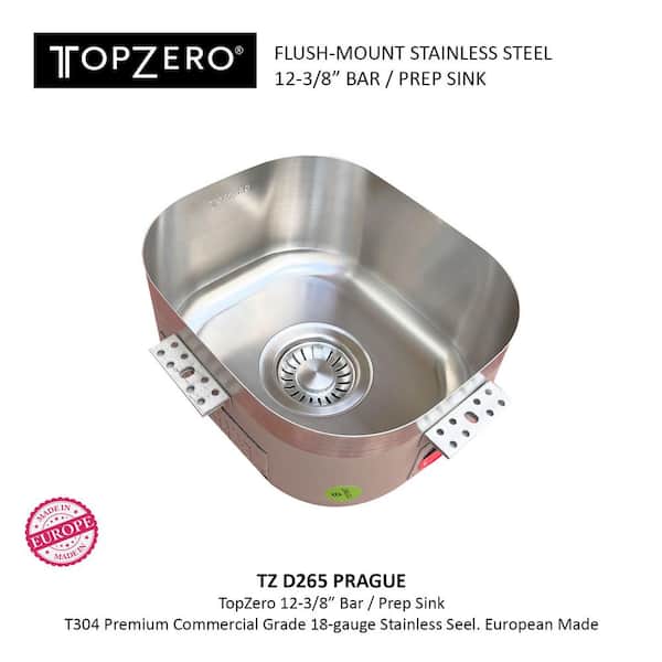 TopZero 18-Gauge Stainless Steel 12 in. Undermount Bar Sink