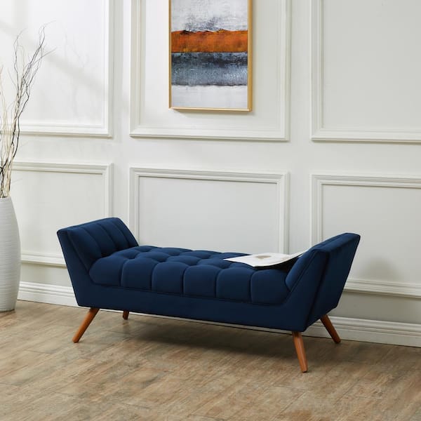 Damian Navy/Dark Brown Entryway Bench 53.2 in.