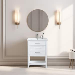 Arlo 24 in. W x 18 in. D x 34 in. H Bath Vanity in White with White Ceramic Top