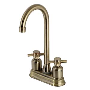 Concord Two Handle Bar Faucet in Antique Brass