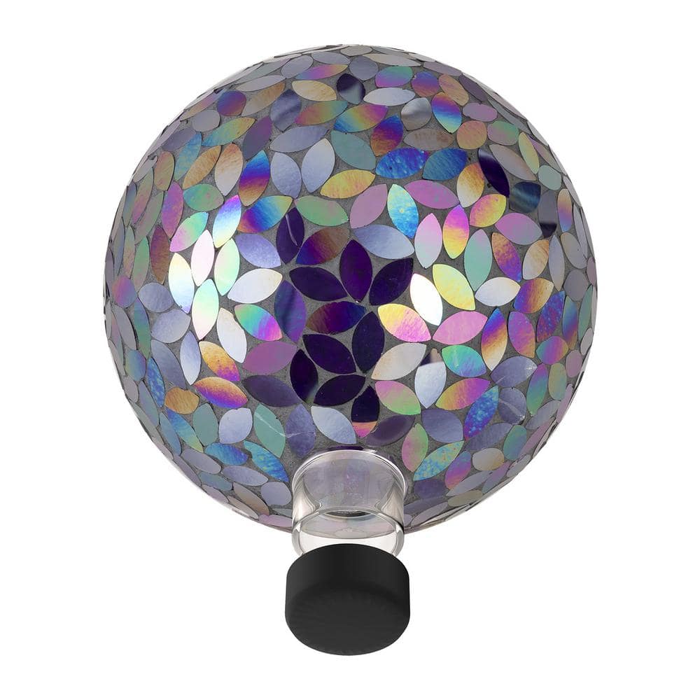 Purple Iridescent Mosaic Glass Gazing Globe, 10" Diameter