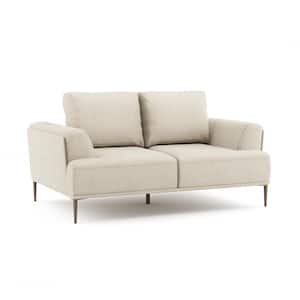 Orlandi 65 in. Beige Chenille 2-Seater With Extendable Backrest