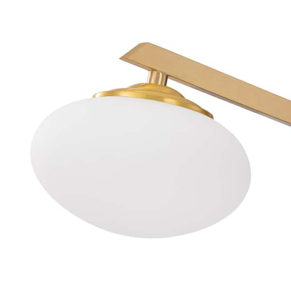Lumo Orb 26.4 in. 3-Light Brushed Gold Mid-Century Pendant Ceiling Light Sputnik Semi-Flush Mount