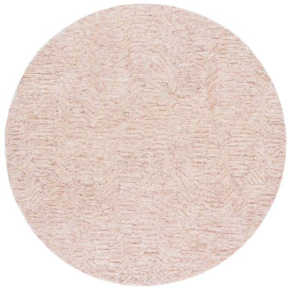 Pine 6 ft. x 6 ft. Rust/Ivory Abstract Modern Round Area Rug