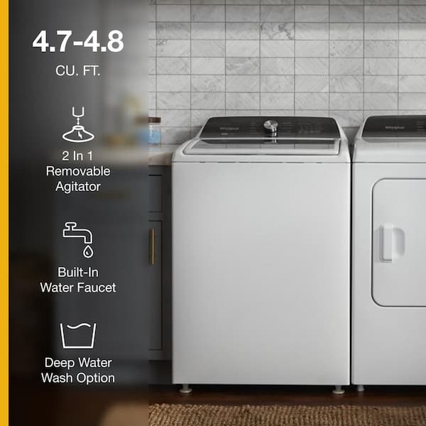 4.7 - 4.8 cu. ft. Top Load Washer in White with 2-in-1 Removable Agitator and Deep Water Wash option