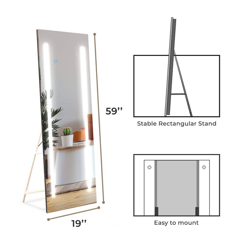 Contemporary Full-Length 59"x19" Frameless LED Vanity Mirror