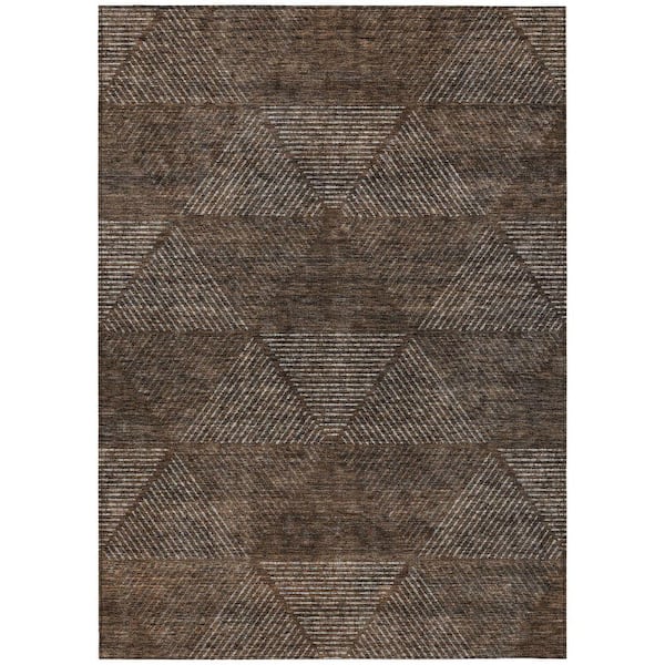 Chantille Machine Washable Indoor/Outdoor Abstract ACN777 Brown 8 ft. x 10 ft. Area Rug
