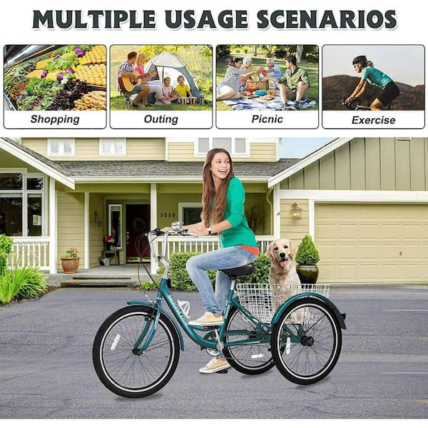 MOONCOOL Adult Tricycle 7 Speed, 3-Wheel Bikes for Seniors, Adults, Women,  Men, 24 in. Wheels, Cargo Basket N-P24-JS - The Home Depot