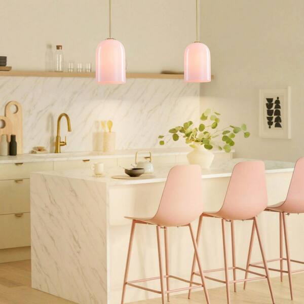 Rennnsan 1-Light Dome Cylinder Brushed Brass Mini Pendant Light