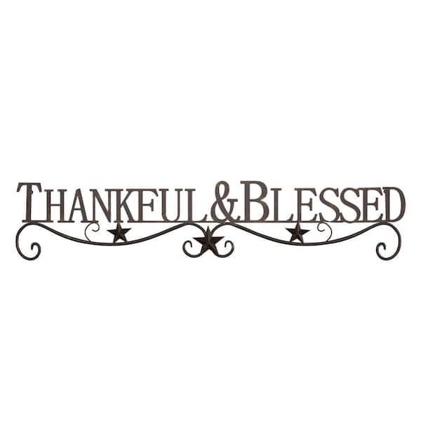 "Thankful and Blessed" Metal Cutout Sign