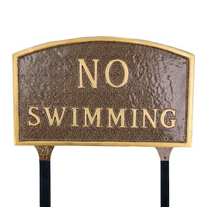 13 in. x 21 in. Large Arch No Swimming Statement Plaque Sign with Lawn Stakes - Hammered Bronze