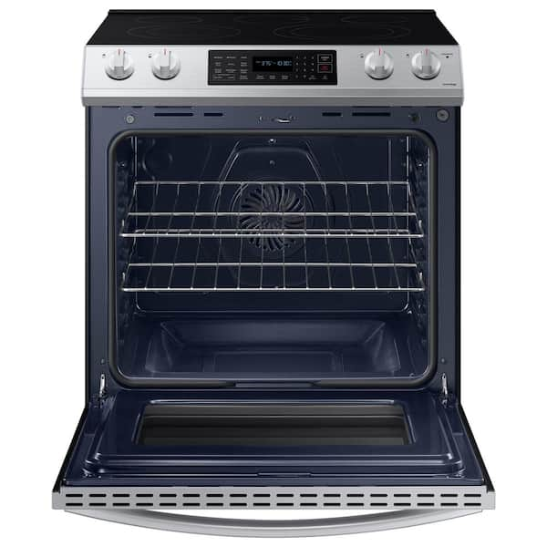 Samsung 30-in Glass Top 5 Elements 6.3-cu ft Self-Cleaning Air Fry  Convection Oven Freestanding Smart Electric Range (Fingerprint Resistant  Stainless Steel) in the Single Oven Electric Ranges department at