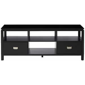 SignatureHome Balthus Black Finish Wood Materials Entertainment Center Product Type TV Console Size: 54 W x 16 L x 21 H