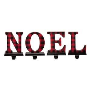 Wooden/Metal NOEL Christmas Stocking Holder (Set of 4)