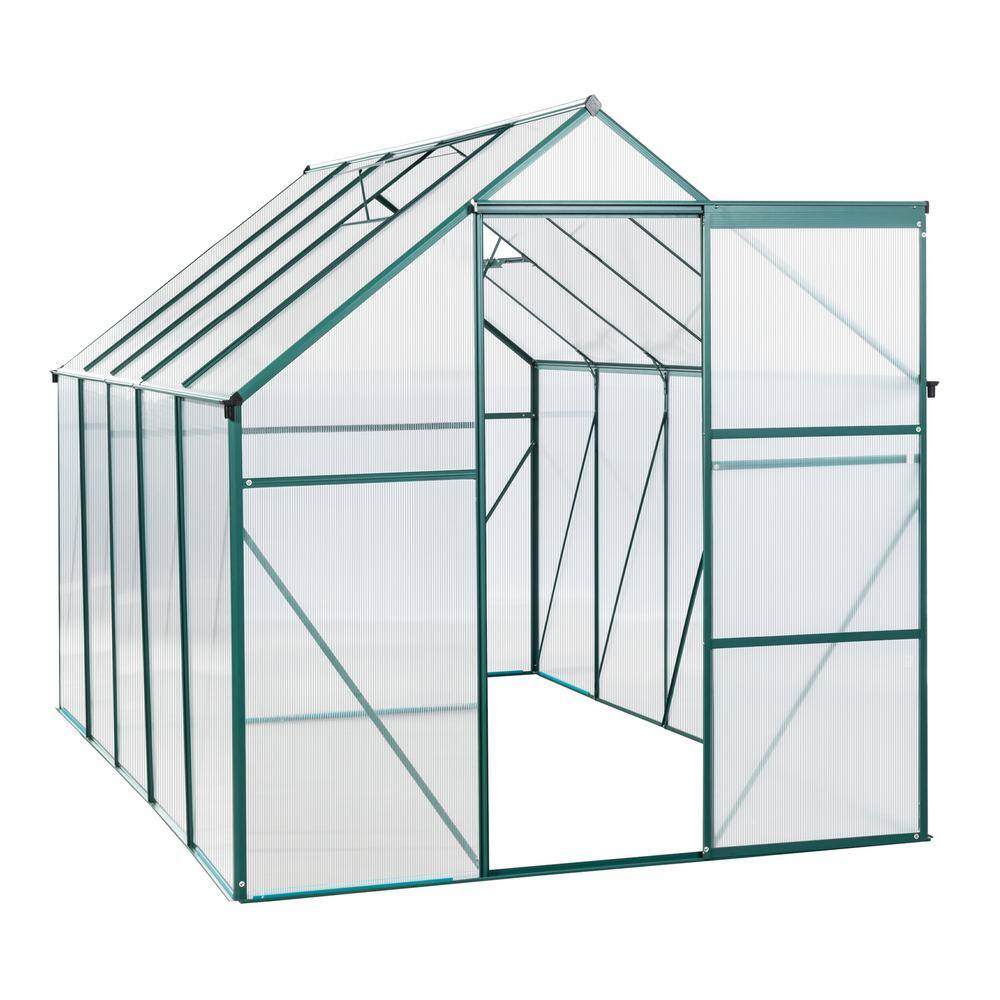 74 in. W x 122 in. D x 76 in. H Polycarbonate Greenhouse Raised Base and An