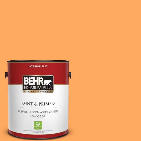 BEHR PREMIUM PLUS 1 gal. #270B-5 Melon Flat Low Odor Interior Paint & Primer