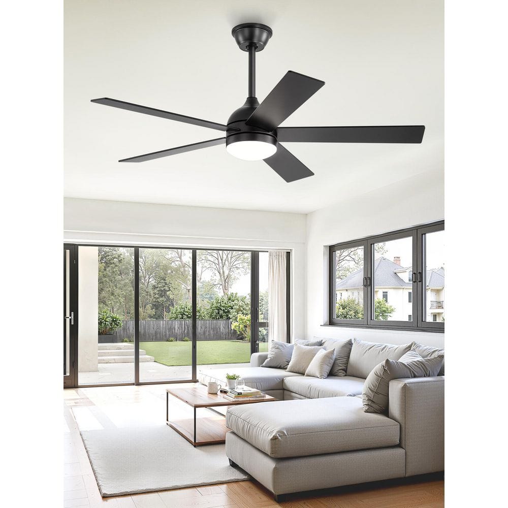 HINNIXY 48 Inch Black Indoor/Outdoor Ceiling Fans with Lights and ...