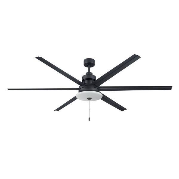 Hunter HFC Industrial 72-in Matte Black Indoor/Outdoor Ceiling Fan with Wall-Mounted Remote (6-Blade)