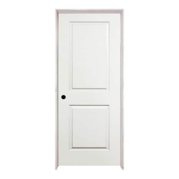 Steves & Sons 18 in. x 80 in. 2 Panel Squaretop Right Hand Solid Core White Primed Molded Single Prehung Interior Door w/Nickel Hinges