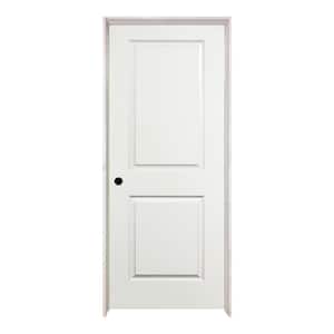 36 in. x 80 in. 2 Panel Squaretop Right-Handed Solid Core White Primed Wood Single Prehung Interior Door w/Nickel Hinges